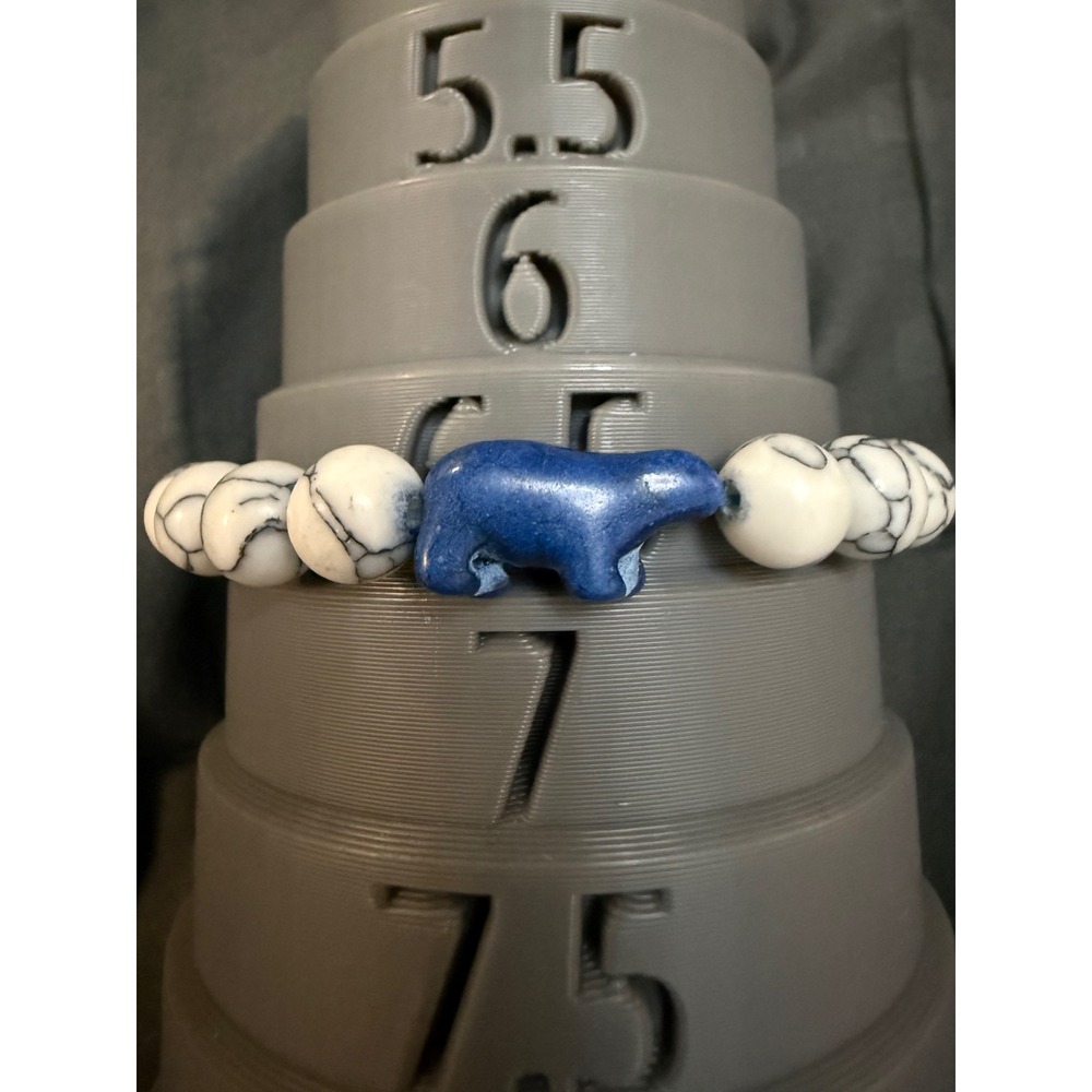 Blue Bear White Howlite Bead Stretch Bracelet Southwestern Style Jewelry